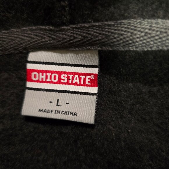 Men's Ohio State Buckeyes Pullover Hoodie Embroidered Gray Red Sz Large NWT - Picture 9 of 10
